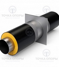 Неподвижная опора трубопроводов в ППУ изоляции с полиэтиленовой (ПЭ) оболочкой с металлической заглушкой изоляции и выводом кабеля